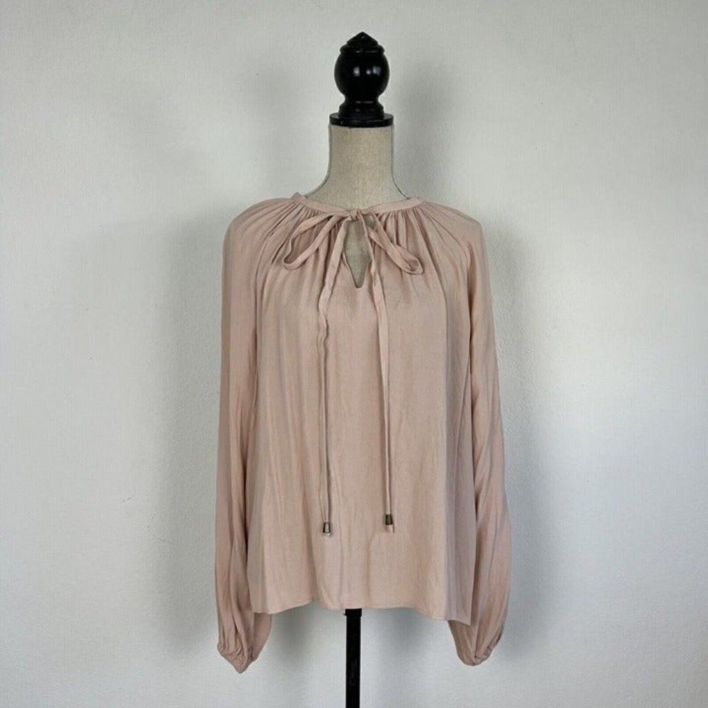 Muche Muchette Women's Pink Flowy Peasant Blouse Tassel Boho Shirt Top OS NWT